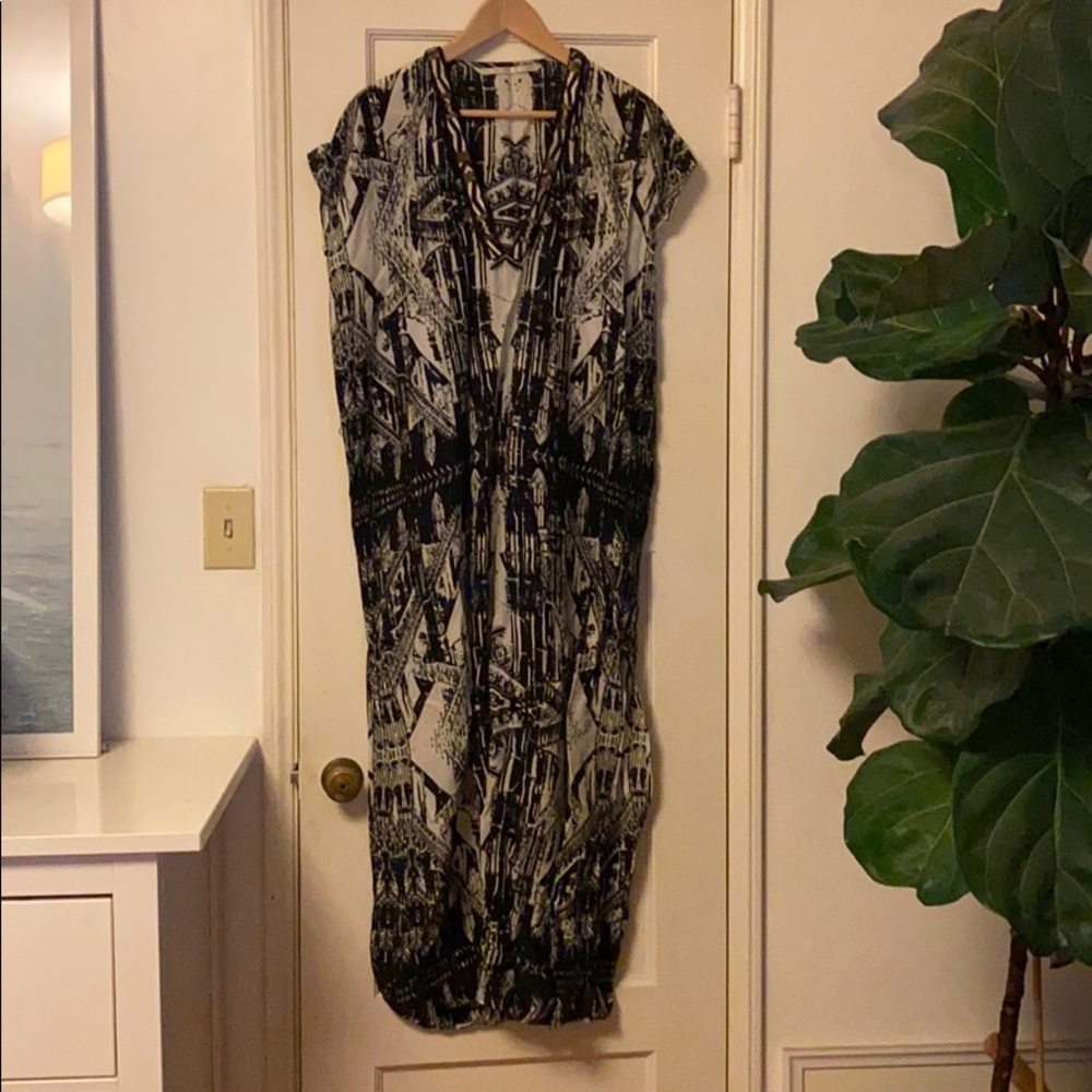 Cynthia Vincent Beaded Neck Silk Maxi - S/M